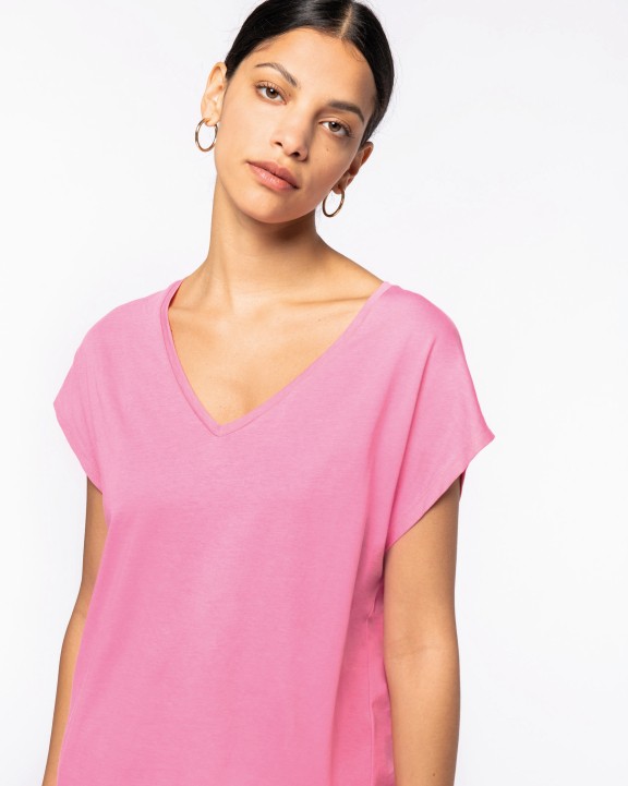 NATIVE SPIRIT Umweltfreundliches Loose Damen-T-Shirt mit V-Ausschnitt T-Shirt personalisierbar