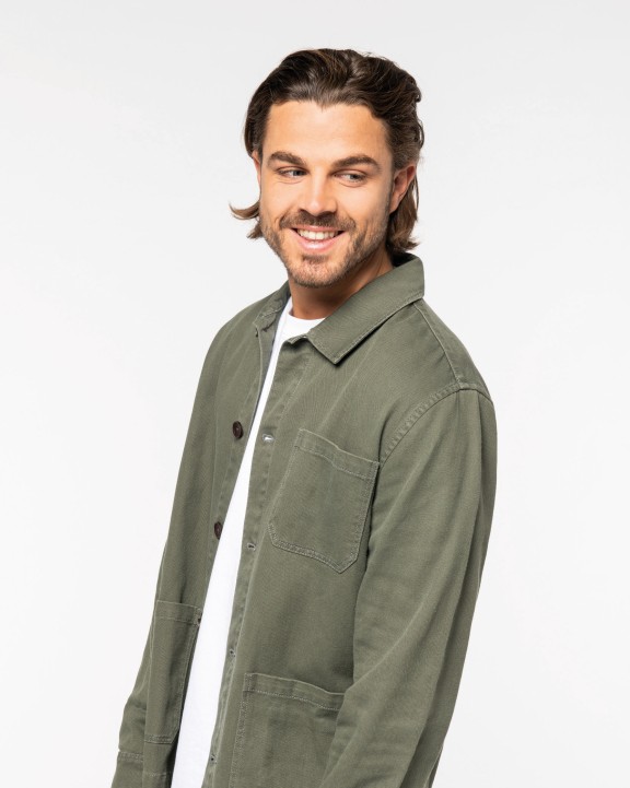 NATIVE SPIRIT Umweltfreundliche Ausgewaschenes Herren Worker-Überhemd Jacke personalisierbar