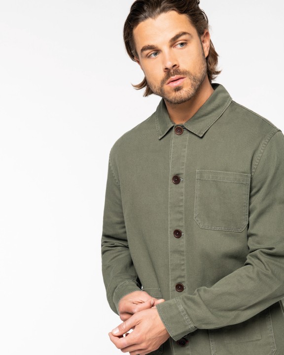 NATIVE SPIRIT Umweltfreundliche Ausgewaschenes Herren Worker-Überhemd Jacke personalisierbar