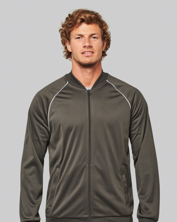 PROACT Unisex-Trainingsjacke mit Reißverschluss und Paspel Sweatshirt personalisierbar