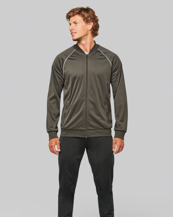 PROACT Unisex-Trainingsjacke mit Reißverschluss und Paspel Sweatshirt personalisierbar