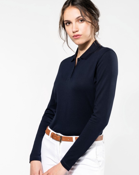 Poloshirt KARIBAN Supima® damespolo lange mouwen voor bedrukking &amp; borduring