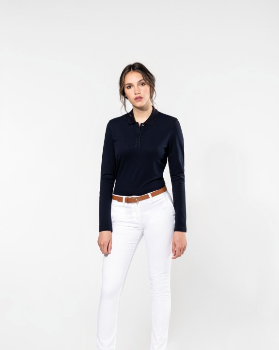Poloshirt KARIBAN Supima® damespolo lange mouwen voor bedrukking &amp; borduring