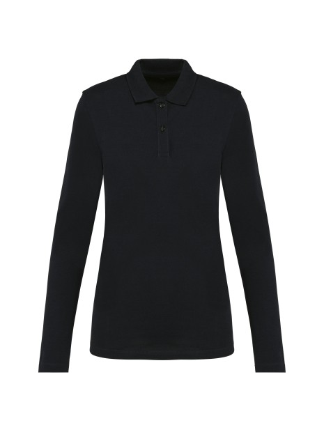 KARIBAN Polo Supima® manches longues femme noir personnalisable