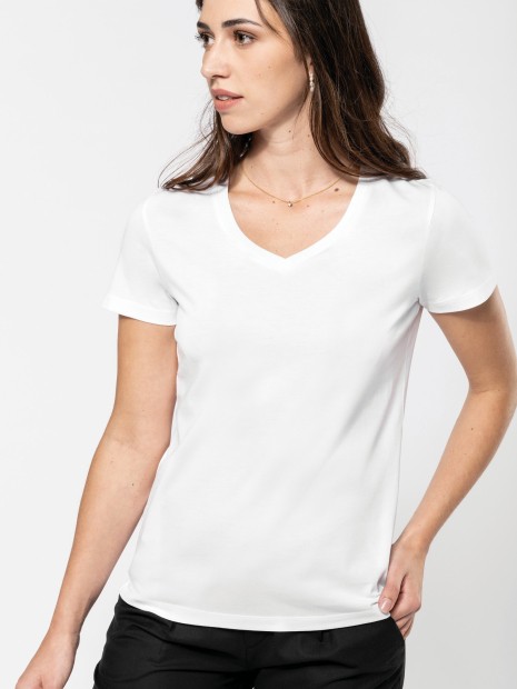 T-Shirts à personnaliser KARIBAN T-shirt Supima® col V manches courtes femme 