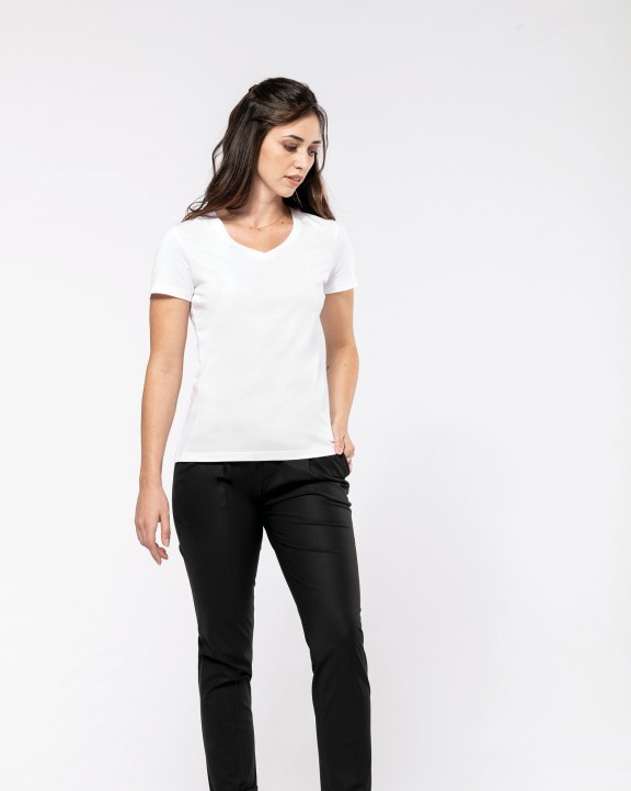 KARIBAN Supima® Damen-T-Shirt mit V-Ausschnitt und kurzen Ärmeln T-Shirt personalisierbar