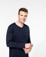 KARIBAN Supima® Herren-T-Shirt mit V-Ausschnitt und langen Ärmeln T-Shirt personalisierbar
