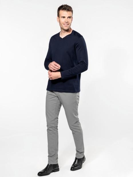 T-Shirts à personnaliser KARIBAN T-shirt Supima® col V manches longues homme 