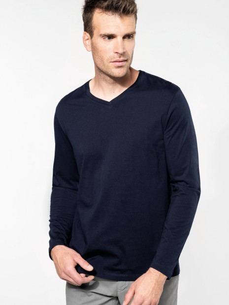 T-Shirts à personnaliser KARIBAN T-shirt Supima® col V manches longues homme 