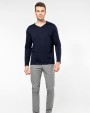 T-shirt KARIBAN Supima® heren-T-shirt V-hals lange mouwen voor bedrukking &amp; borduring