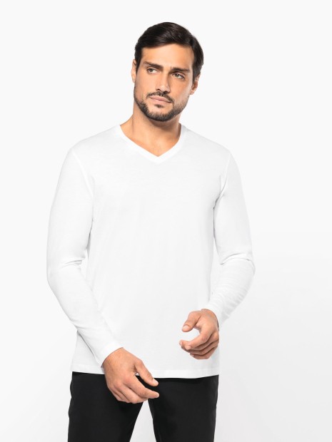 T-Shirts à personnaliser KARIBAN T-shirt Supima® col V manches longues homme 