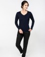 KARIBAN Supima® Damen-T-Shirt mit V-Ausschnitt und langen Ärmeln T-Shirt personalisierbar