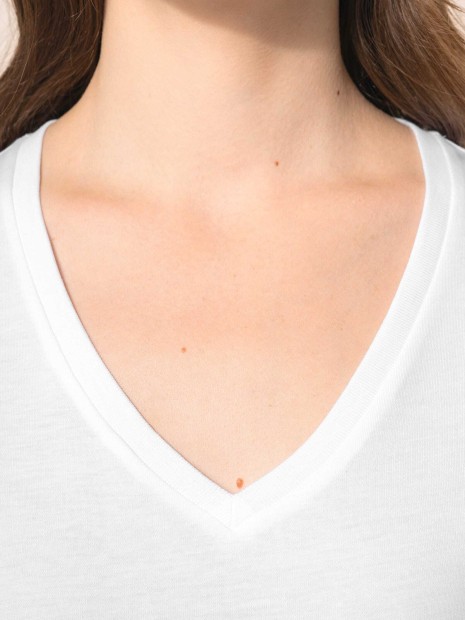 T-Shirts à personnaliser KARIBAN T-shirt Supima® col V manches longues femme 