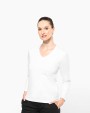 KARIBAN Supima® Damen-T-Shirt mit V-Ausschnitt und langen Ärmeln T-Shirt personalisierbar