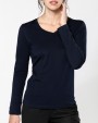 KARIBAN Supima® Damen-T-Shirt mit V-Ausschnitt und langen Ärmeln T-Shirt personalisierbar