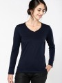 T-Shirts à personnaliser KARIBAN T-shirt Supima® col V manches longues femme 