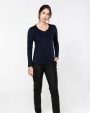KARIBAN Supima® Damen-T-Shirt mit V-Ausschnitt und langen Ärmeln T-Shirt personalisierbar
