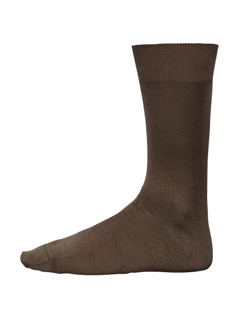 KARIBAN Chaussettes jersey coton fil d'Écosse homme chocolat personnalisable