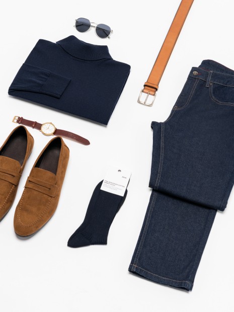 Accessoires à personnaliser KARIBAN Chaussettes coton rib 4x2 fil d'Écosse homme 
