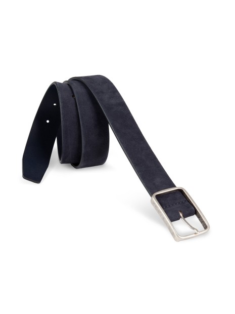 KARIBAN Ceinture cuir  velours homme bleu marine profond personnalisable