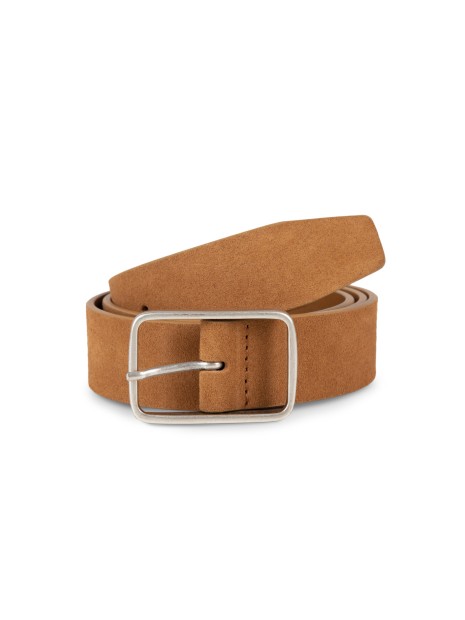 KARIBAN Ceinture cuir  velours homme cognac personnalisable