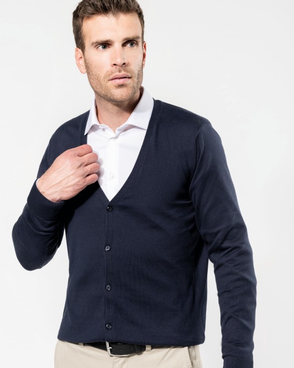 KARIBAN Herren Supima® Cardigan Pullover personalisierbar