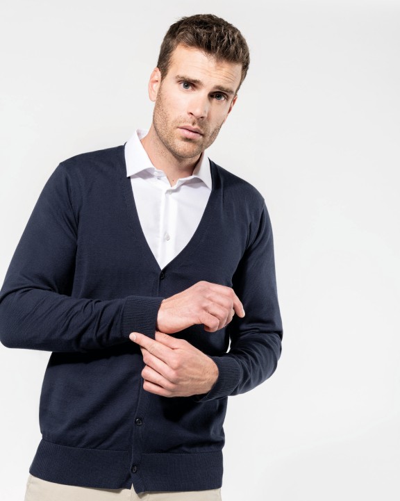 KARIBAN Herren Supima® Cardigan Pullover personalisierbar