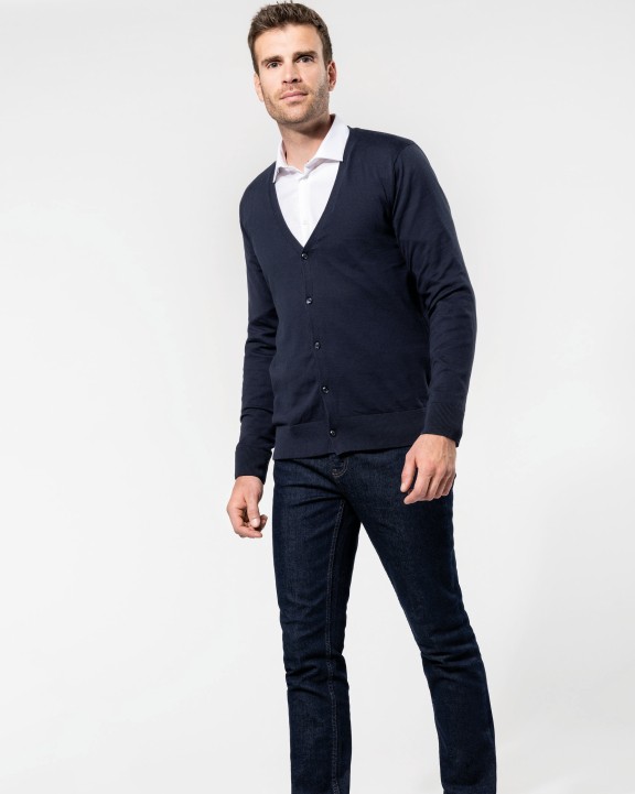 KARIBAN Herren Supima® Cardigan Pullover personalisierbar