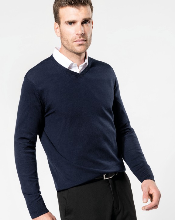 KARIBAN Merino-Herrenpullover mit V-Ausschnitt Pullover personalisierbar