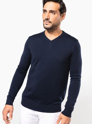 Pull Mérinos col V homme