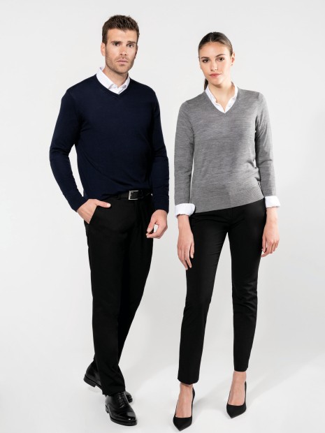 Pulls à personnaliser KARIBAN Pull Mérinos col V femme 