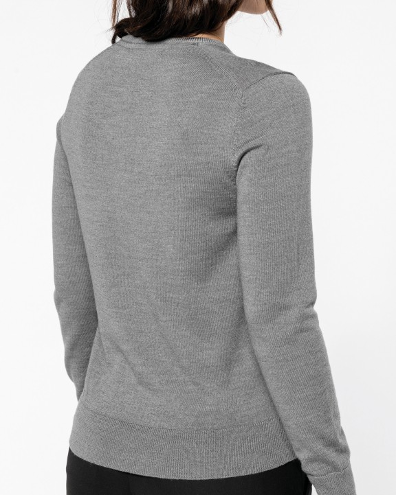 KARIBAN Merino-Damenpullover mit V-Ausschnitt Pullover personalisierbar