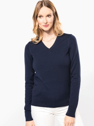 Pull Mérinos col V femme