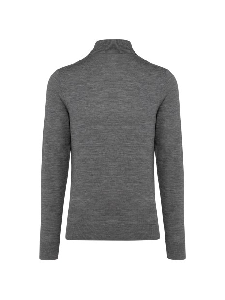 KARIBAN Pull Mérinos col roulé homme grey heather personnalisable