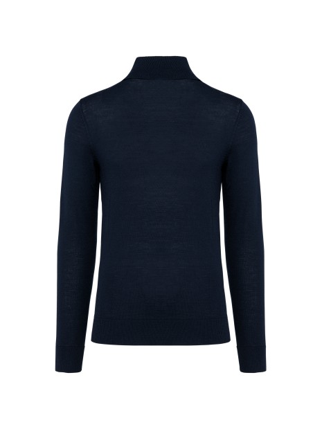 KARIBAN Pull Mérinos col roulé homme bleu marine profond personnalisable