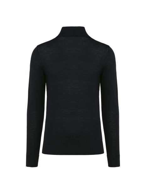 KARIBAN Pull Mérinos col roulé homme noir personnalisable