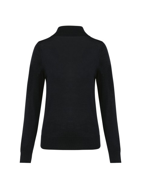 KARIBAN Pull Mérinos col roulé femme noir personnalisable