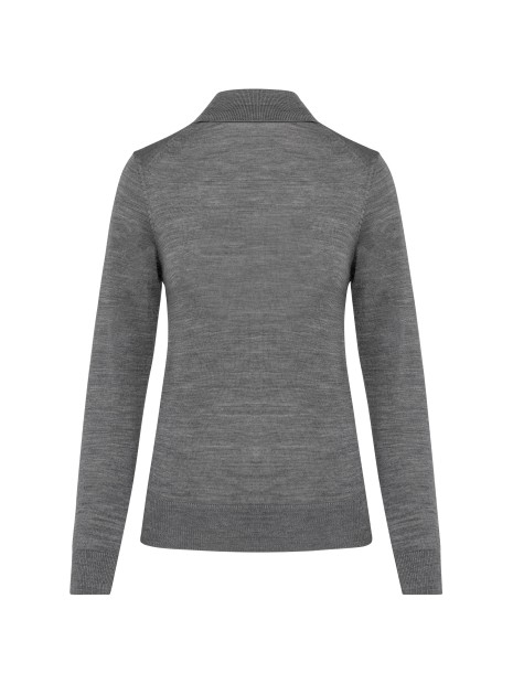 KARIBAN Pull Mérinos col roulé femme grey heather personnalisable