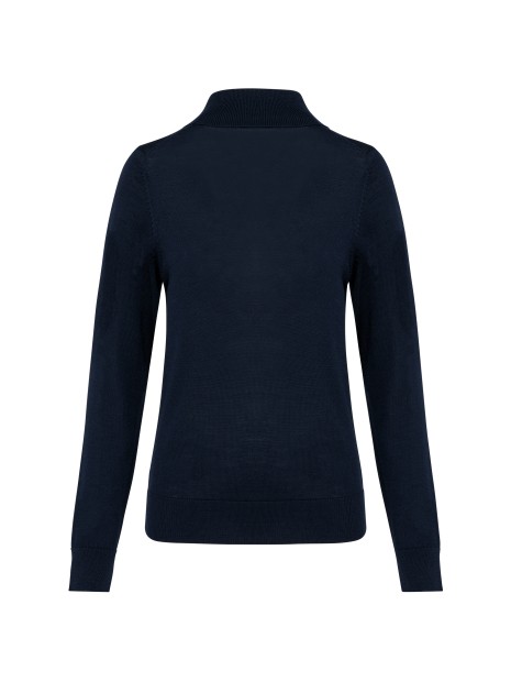 KARIBAN Pull Mérinos col roulé femme bleu marine profond personnalisable