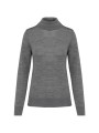 KARIBAN Pull Mérinos col roulé femme grey heather personnalisable