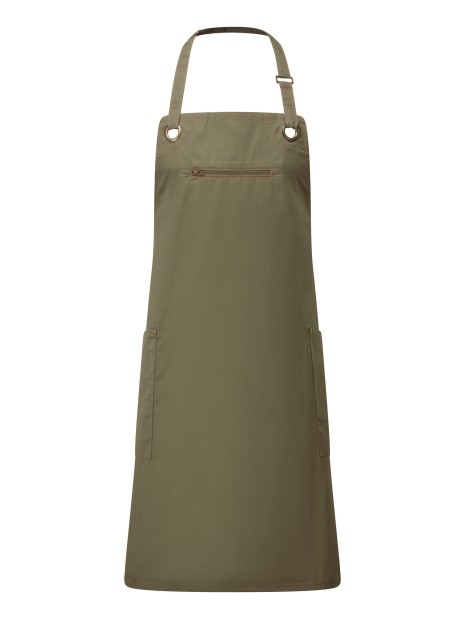 PREMIER Tablier contrasté écoresponsable "Barley" green olive / chestnut personnalisable