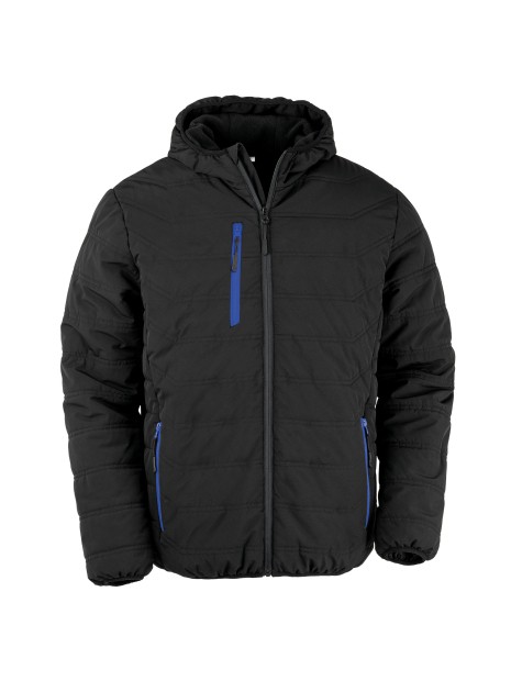 RESULT Veste matelassée black compass recyclée noir/royal personnalisable