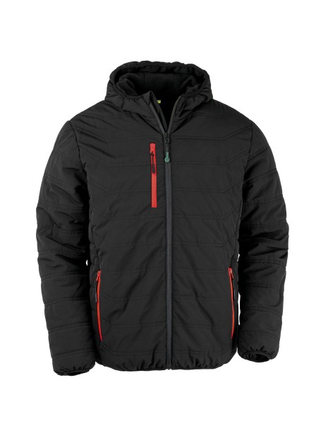 RESULT Veste matelassée black compass recyclée noir/rouge personnalisable
