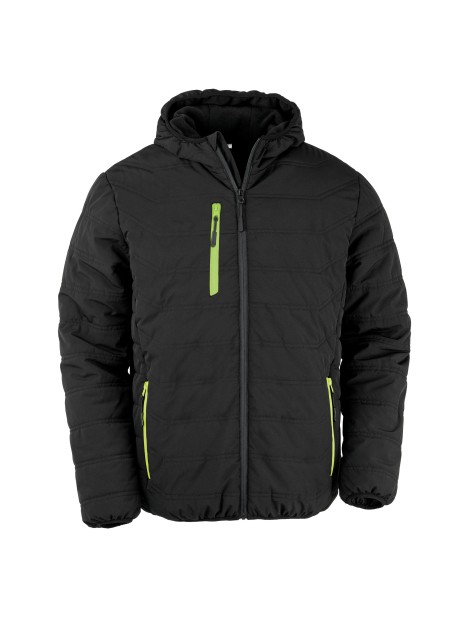 RESULT Veste matelassée black compass recyclée noir/lime personnalisable