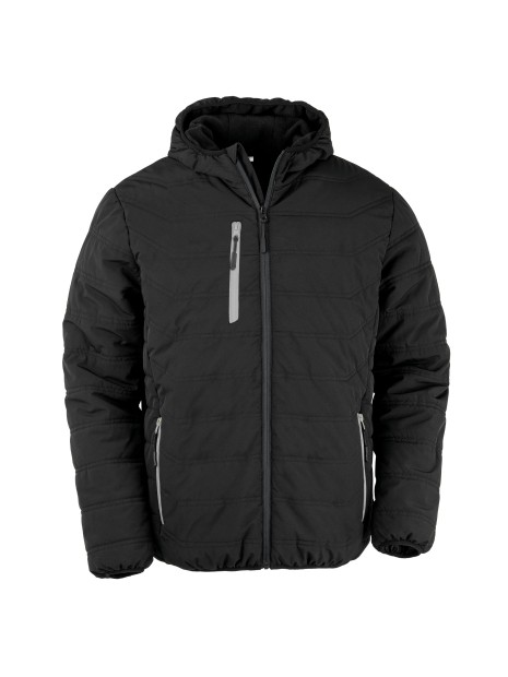 RESULT Veste matelassée black compass recyclée noir/gris personnalisable