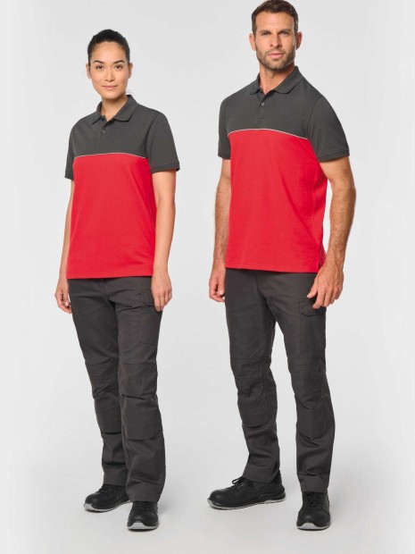 Polos à personnaliser WK. DESIGNED TO WORK Polo bicolore écoresponsable manches courtes unisexe 