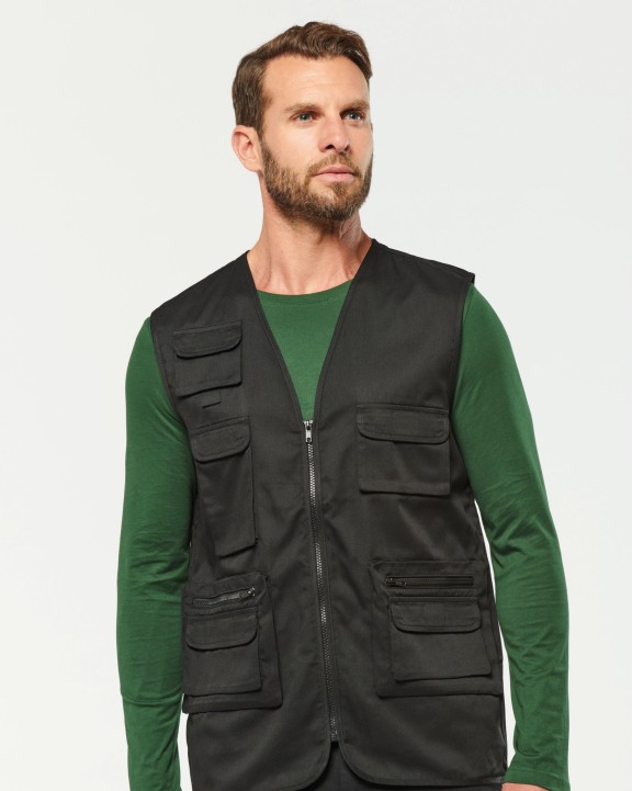 Jas WK. DESIGNED TO WORK Gevoerde unisex bodywarmer van polykatoen multizakken voor bedrukking &amp; borduring