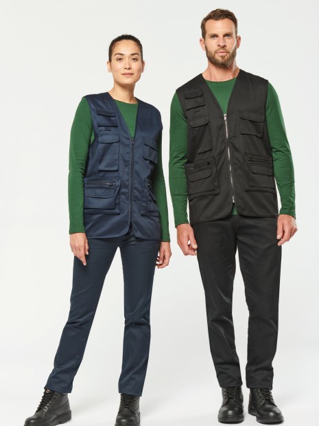 Vestes à personnaliser WK. DESIGNED TO WORK Gilet polycoton multipoches doublé unisexe 