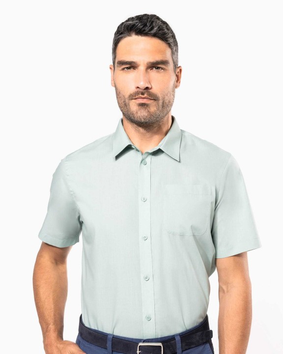 KARIBAN Popeline Kurzarmhemd Baumwollpolyester pflegeleicht für Herren Hemd personalisierbar