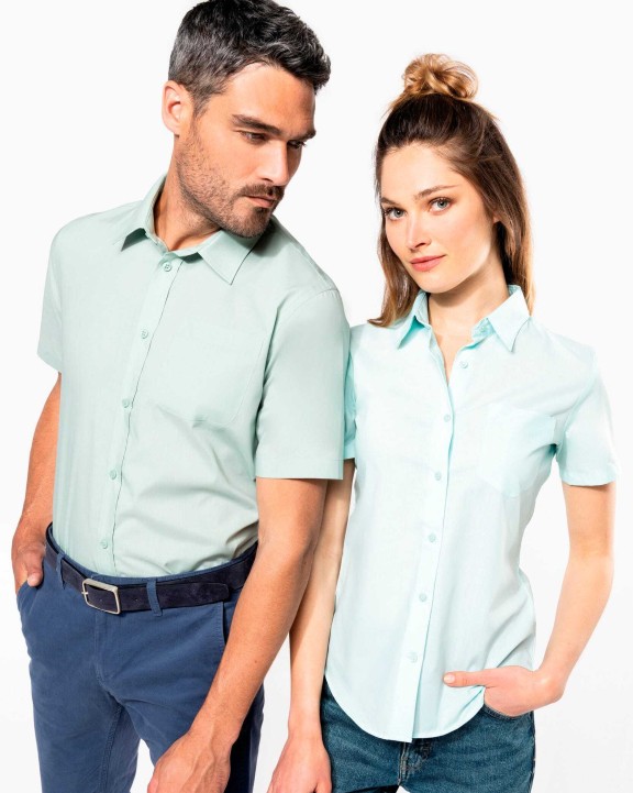 KARIBAN Popeline Kurzarmhemd Baumwollpolyester pflegeleicht für Herren Hemd personalisierbar